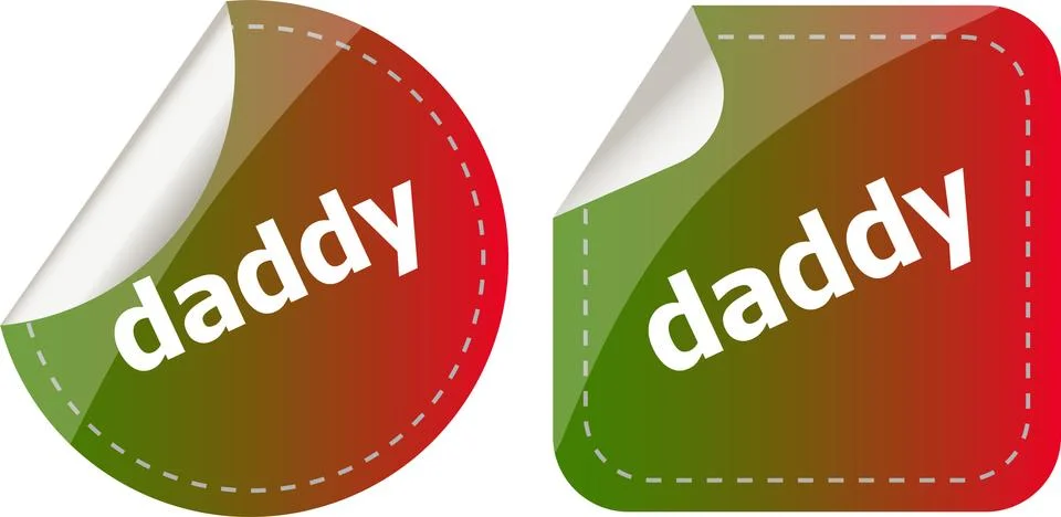 Daddy word on stickers web button set, label, icon Stock Illustration