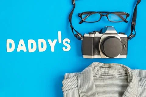 Daddy's text with glasses camera  and shirt Stock Photos