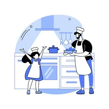 Dads and housework abstract concept vector illustration. Stock Illustration