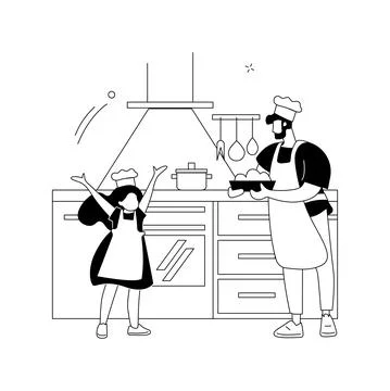 Dads and housework abstract concept vector illustration. Stock Illustration