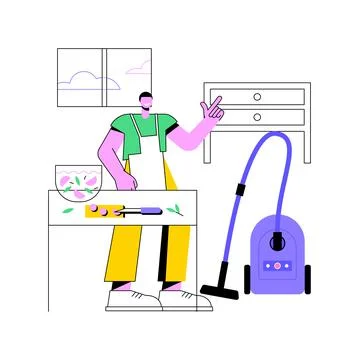 Dads and housework abstract concept vector illustration. Stock Illustration