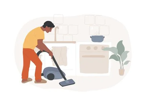 Dads and housework isolated concept vector illustration. Stock Illustration