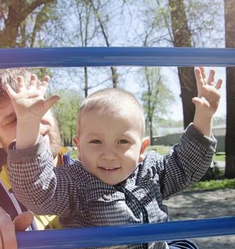 Dad's playing with his son. Stock Photos