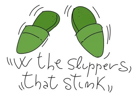 Dad's slippers stylized comic book style humorist drawings Stock Illustration