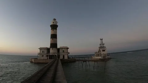 Daedalus reef lighthouse, Red Sea, Egypt Stock Footage 247189256