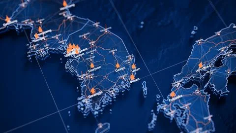 Daegu map big data visualization. Futuristic map infographic of city in South Illustrazione stock