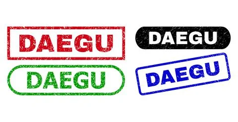 DAEGU Rectangle Stamps Using Rubber Style Stock Illustration
