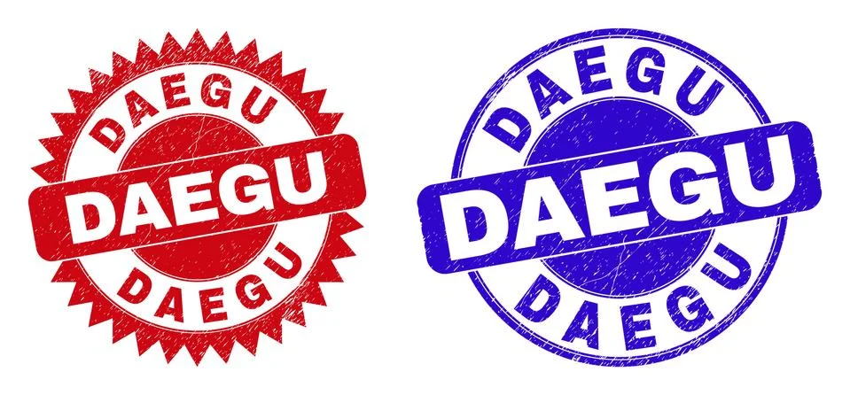 DAEGU Rounded and Rosette Seals with Distress Surface Stock Illustration