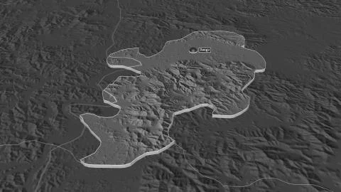 Daegu, South Korea. Bilevel elevation map with surface waters Stock Illustration