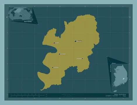 Daegu, South Korea. Solid. Labelled points of cities Stock Illustration