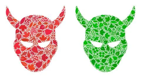 Daemon Head Icon Eco Collage of Floral Elements イラスト素材