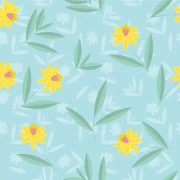Daffodils flower pattern. Narcissuses vector seamless botanic texture. Spring Stock Illustration