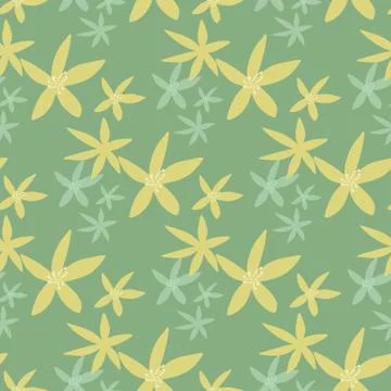 Daffodils flowers seamless pattern in simple style. Simple narcissus wallpape イラスト素材