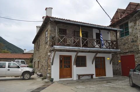 The Dafni is a Settlements built on Mount Athos Stock Photos