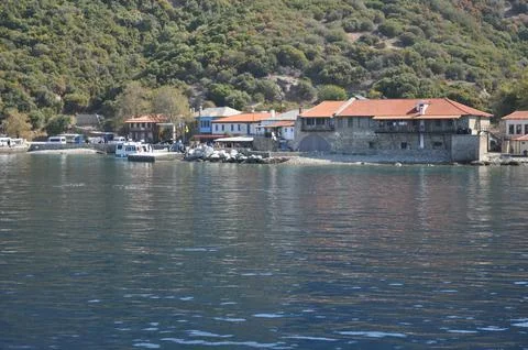 The Dafni is a Settlements built on Mount Athos Stock Photos
