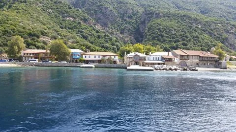 The Dafni is a Settlements built on Mount Athos Stock Photos