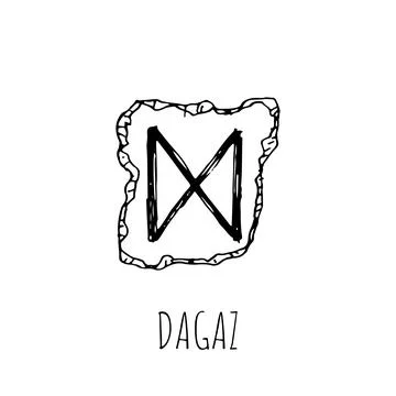 Dagaz rune written on a stone. Vector illustration. Isolated on white. Stock Illustration