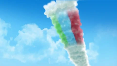 Dagestan Flag 3D Render Animation Created with Colored Smoke Trails by Aircr Video stock 332305798