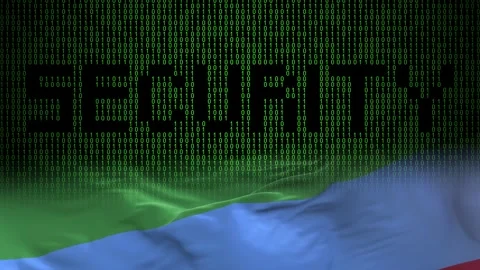 Dagestan flag - Waving flag on matrix binary code background Stock Footage 321422233