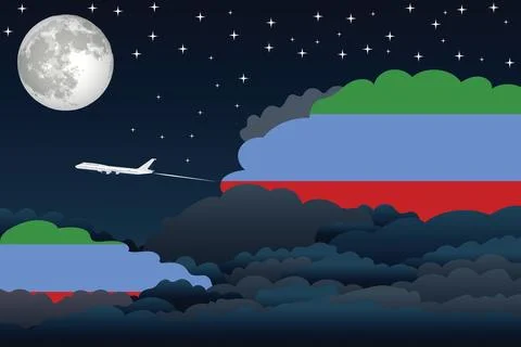 Dagestan Night Clouds Airplane Vector Illustration Stock-Illustration
