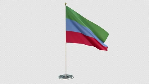 Dagestan Small Flag Pole Looping  Animation Include Alpha Channel  Video stock 162355941