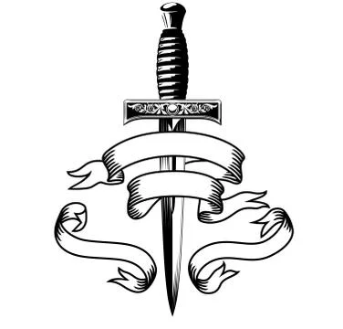 Dagger and Banner drawn in a Gothic style Stock Illustration