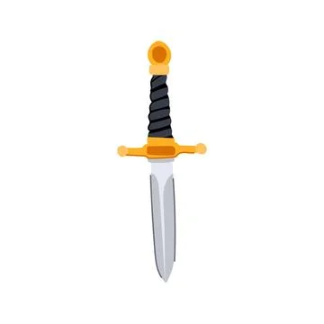 Dagger with gold hilt and black grip Stock Illustration