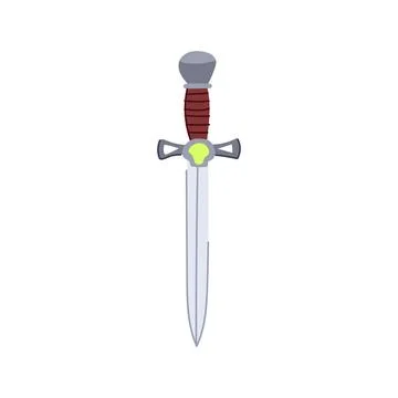 Dagger with green gem on hilt Stock Illustration
