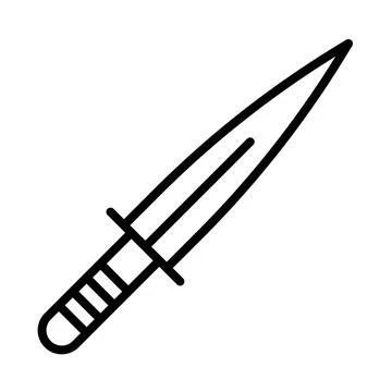 Dagger icon linear logo mark in black and white Stock Illustration