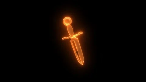 Dagger knife icon glowing neon brown color animation black background Stock Footage 270308688