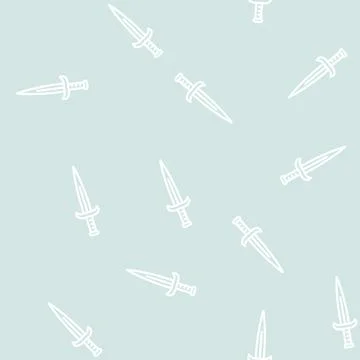 Dagger knife line vector seamless pattern Stock Illustration