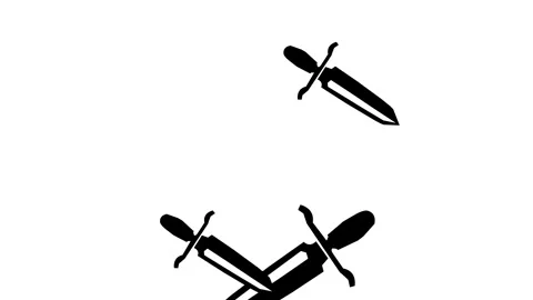 Dagger knife shape icon animation on transparent background. With Knife rotate t Stock Footage 318661166