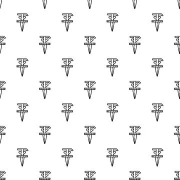 Dagger knife weapon outline seamless repeating pattern Stock Illustration