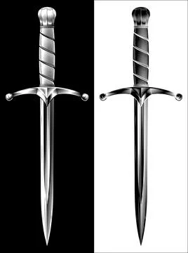 Dagger Medieval Knight Knife Sword Vintage Woodcut Stock Illustration