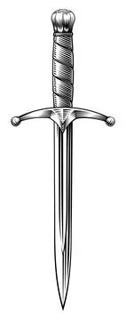 Dagger Medieval Knight Knife Sword Vintage Woodcut Stock Illustration