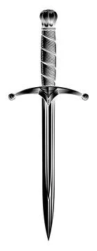 Dagger Medieval Knight Knife Sword Vintage Woodcut Stock Illustration