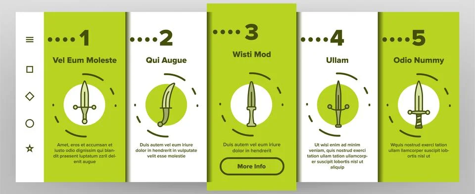 Dagger, Sharp Weapon Onboarding Mobile App Page Screen Stock Illustration