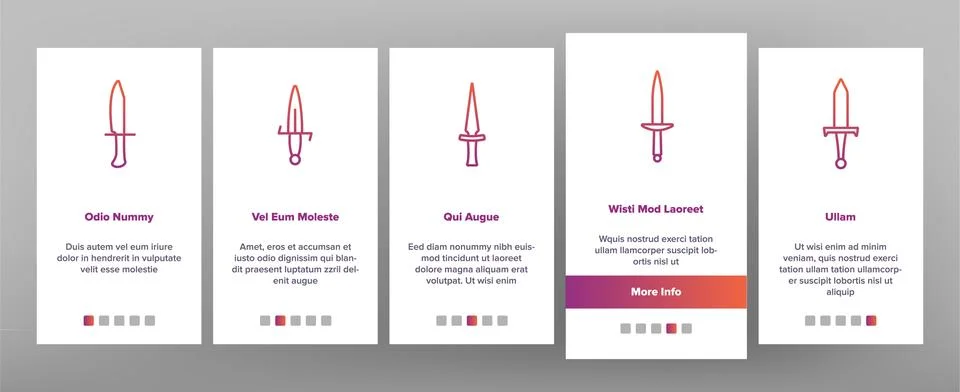 Dagger, Sharp Weapon Onboarding Mobile App Page Screen Stock Illustration
