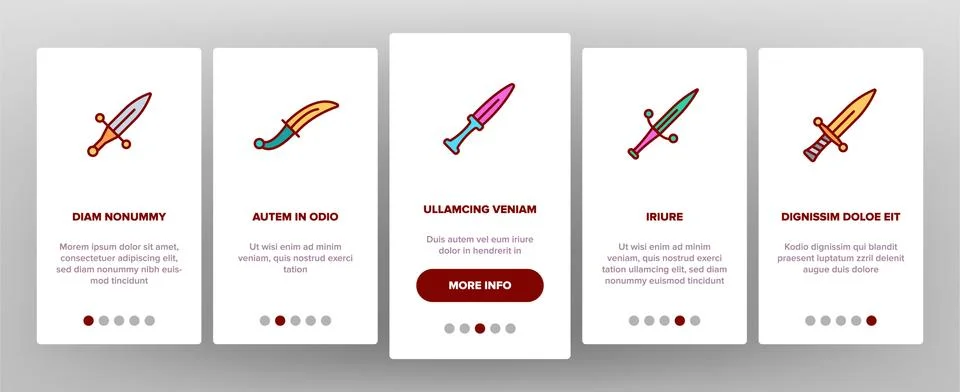 Dagger, Sharp Weapon Onboarding Mobile App Page Screen Stock Illustration