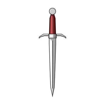Dagger with shining blade and red hilt Stock Illustration