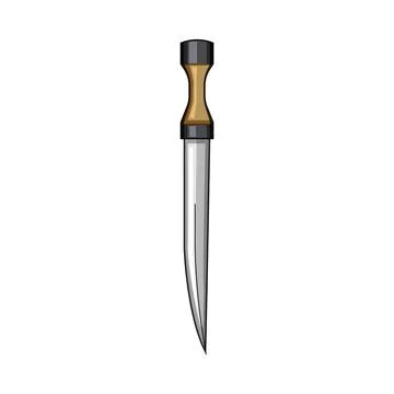 Dagger weapon with sharp blade cartoon illustration Stock Illustration