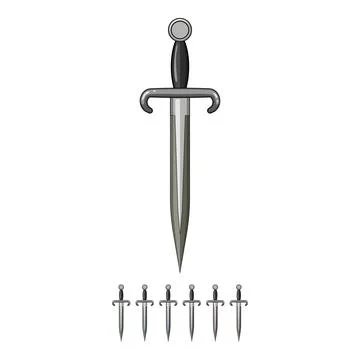 Dagger weapon with short steel blade 库存插图
