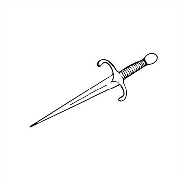 Dagger weapon thief hand draw vector picture Stock Illustration
