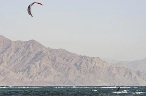 Dahab, Egypt - October 24 2017:  Photo of a man surfing Foto stock