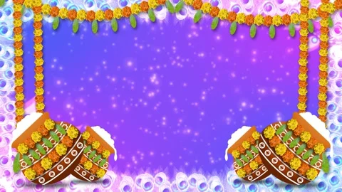 Dahi handi and flower decoration with peacock feathers background Stock Footage 313229951