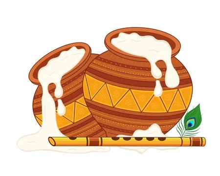Dahi handi, pot of cream on krishna janmashtami festival Stock Illustration