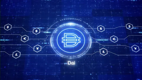 Dai animated logo. Dai cryptocurrency logo. DAI intro. Animation of Dai crypto Stock Footage 201973427