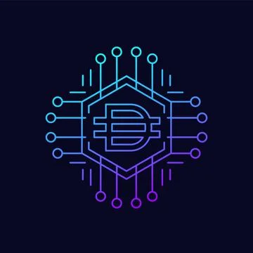 DAI coin, crypto icon, line vector Stock Illustration