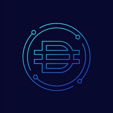 Dai coin icon, crypto token, linear design Stock Illustration