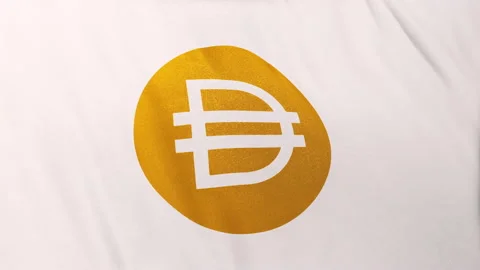 DAI Multi Collateral Coin icon logo full-frame white flag loop banner backg.. Stock Footage 236608159